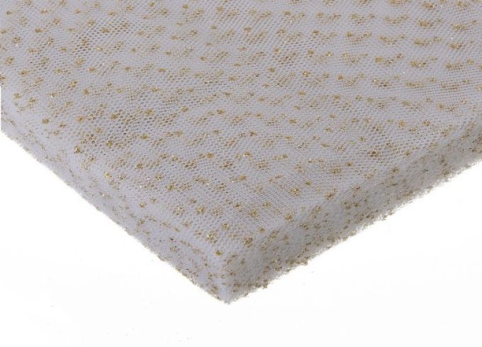 ΤΟΥΛΙ ΓΑΛΛΙΚΟ ΛΕΥΚΟ ΜΕ ΧΡΥΣΟ ΓΚΛΙΝΤΕΡ 14cm x 14cm 100 ΤΕΜΑΧΙΑ