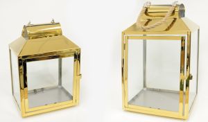 ΜΕΤΑΛΛΙΚΟ ΦΑΝΑΡΙ ΜΕ ΧΕΡΟΥΛΙ ΣΧΟΙΝΙ 42cm ΣΕΤ 2 ΤΕΜΑΧΙΑ HK-25  0621437