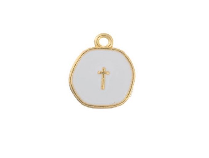 ΜΕΤΑΛΛΙΚΟΣ ΣΤΑΥΡΟΣ ΜΕ ΛΕΥΚΟ ΣΜΑΛΤΟ 1,5cmX 1.9cm 25 TEMAXIA