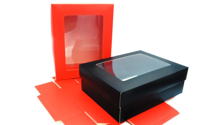 ΧΑΡΤΙΝΟ ΚΟΥΤΙ ME KAΠΑΚΙ ΠΑΡΑΘΥΡΟ ΖΕΛΑΤΙΝΑ 34cm x 26cm x 10cm 0402243/12 ΤΕΜΑΧΙΑ