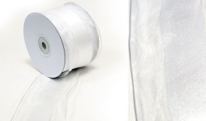 ΚΟΡΔΕΛΑ ΟΡΓΑΝΤΖΑ 2ΟΨΕΩΝ ΑΣΠΡH ΚΑΙ ΣΑΤΕΝ ΜΕ ΣΥΡΜΑ 6.3cm x 25Y 0501357