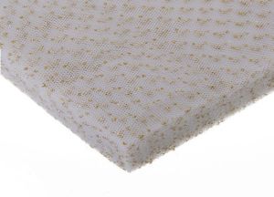 ΤΟΥΛΙ ΓΑΛΛΙΚΟ ΛΕΥΚΟ ΜΕ ΧΡΥΣΟ ΓΚΛΙΝΤΕΡ 14cm x 14cm 100 ΤΕΜΑΧΙΑ